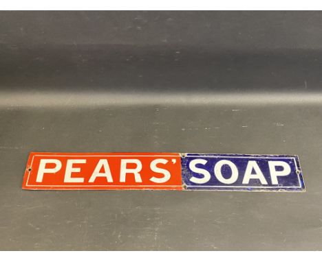 A Pears' Soap rectangular enamel strip sign, with some retouching,18 1/2 x 3".
