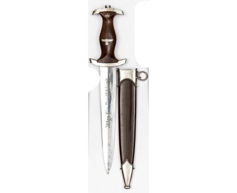 A similar SA dagger,  the blade etched with RZM mark over “M7/13” (Arthur Schuttelhofer & Co, Solingen-Wald), with plated mou