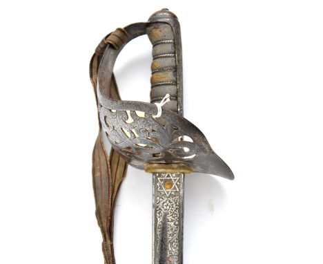 An 1895 pattern infantry officer’s sword, blade 35”, by Wilkinson no 33788 (for 1895) on backstrap, etched on both sides with