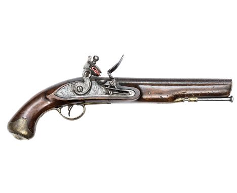 A 16 bore Volunteer Light Dragoon type flintlock holster pistol, c 1820,  15½” overall, barrel 9” with B’ham proofs, the flat