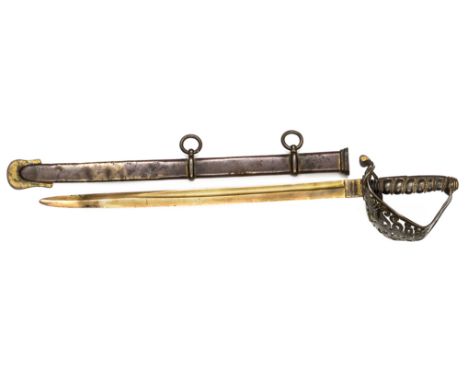 A well modelled miniature 1821 pattern heavy cavalry officer’s sword, brass  fullered blade 8”, marked P&P Schafer, Piccadill