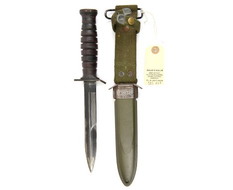 A US Mk 3 trench knife,  in M8 scabbard with belt loop. GC                                                    