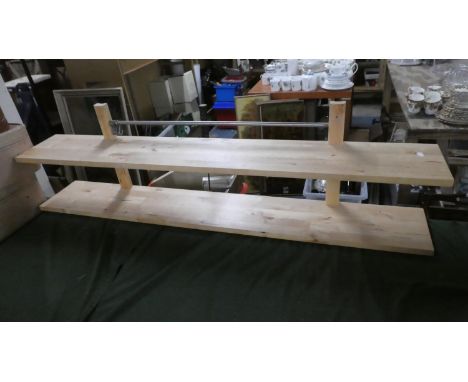 A Wall Hanging Two Tier Shelf with Clothes Rail Under, 130cm Long 