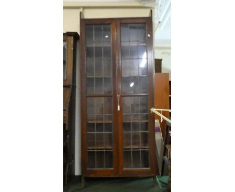 An Edwardian Lead Glazed Four Shelf Bookcase by Vickers Armstrong, 76cm Wide 