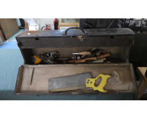A Vintage Carpenter's Fall Front Tool Chest with Inner Drawer Complete with Tools 