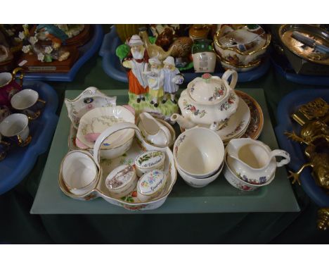 A Tray Containing Reproduction Yardley English Lavender Figure Group, Copeland Spode Teawares, Coalport Oval Boxes, Strawberr