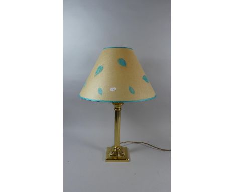 A Reproduction Brass Corinthian Table Lamp with Shade 