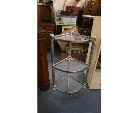 A Chrome Framed Three Shelf Corer Unit, 48cm Wide 