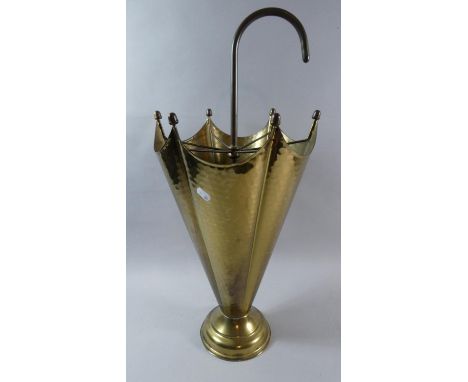 A Late 20th Century Brass Novelty Stick Stand in the Form of an Umbrella, 63cm High 