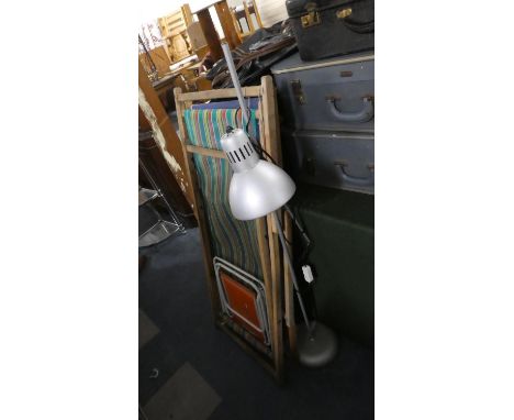 Two Vintage Deck Chairs, Reading Lamp etc 