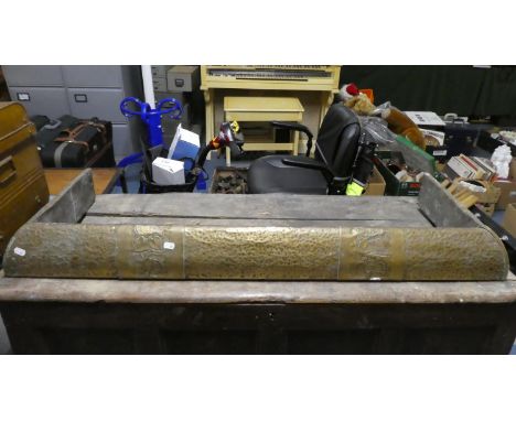 A Vintage Brass Fire Kerb, 119cm Wide 