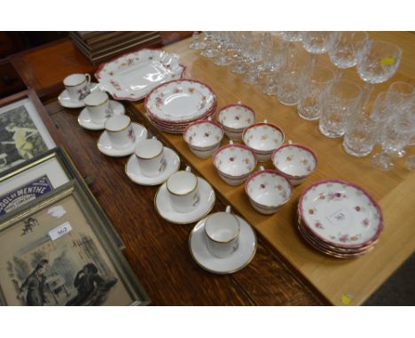 A quantity of Royal Worcester floral patterned cups and saucers; together with a quantity of floral patterned teaware