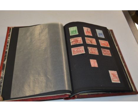 A loose leaf maroon album containing a Commonwealth stamp collection; and a British collection from Queen Victoria - Queen El