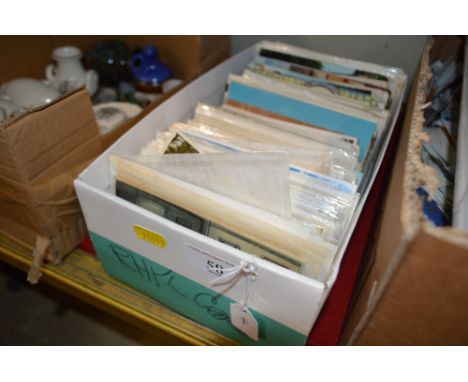 A box of various post-cards