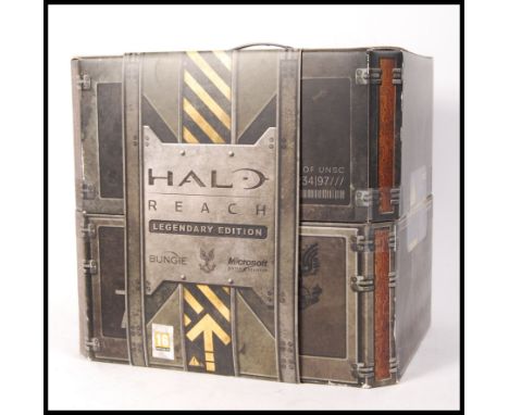 A collectors edition Microsoft Xbox 360 console game Halo Reach Legendary Edition box set. The Legendary Edition include; har