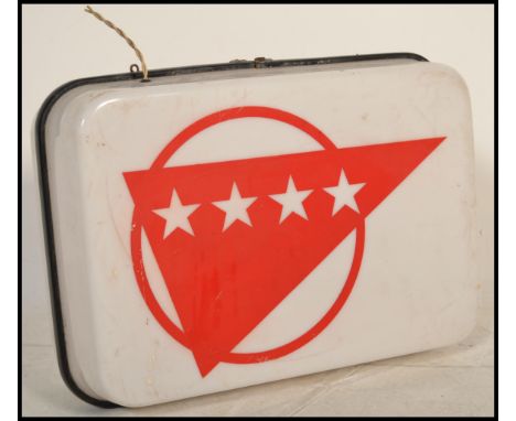 A mid century, 1970's&nbsp; retro, believed Industrial petrol pump light up advertising globe box. Of white acryllic constrcu