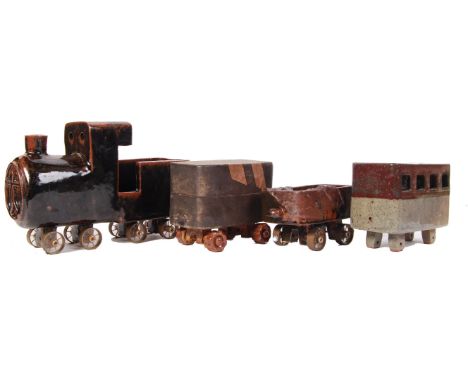 Sylvia Morris ( British 20th century&nbsp; ) A studio art pottery glazed ceramic train in the form of ' Ivor the Engine '&nbs
