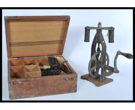 A 20th century Hartridge Spectroscope light spectrum instrument marked R &amp; J Beck Ltd. in a wooden case with spare parts 