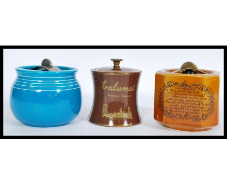 A selection of 20th century tobacco jars to include a Taylor Tunnicliffe Calumet Smoking Tobacco advertising jar featuring th