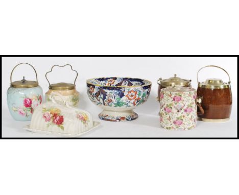 A collection of 19th century and early 20th Century ceramics to include a Masons Ironstone fruit bowl in the Amethyst pattern