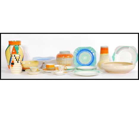 A fantastic stunning collection of early 20th Century Art Deco ceramics to include a Clarice Cliff Bizarre vase ( A/F ), a Cl