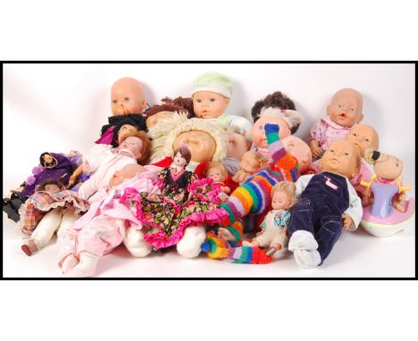 A collection of 20x assorted contemporary mostly all vinyl children's baby dolls to include Mattel made Cabbage Patch Kids an