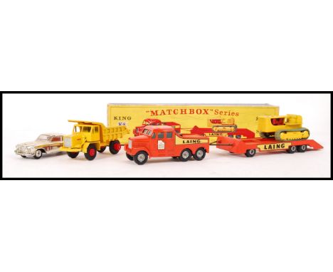 A collection of 2x Matchbox Lesney scale diecast model vehicles to include. King Size K-8 ' Laing ' Scammel 6x6 Tractor No.8 