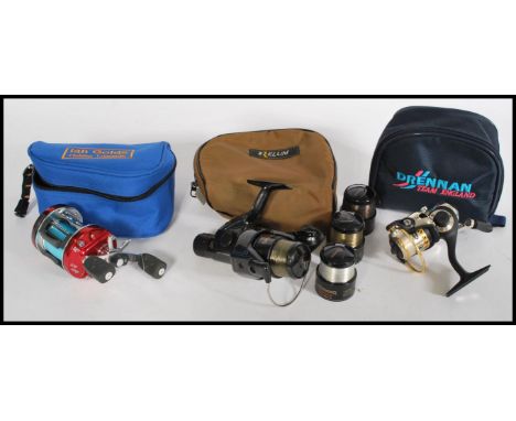 A collection of three fishing reels to include a Mitchell 310X light weight reel, a Browning Manta MN530M and a Abu Garcia 66
