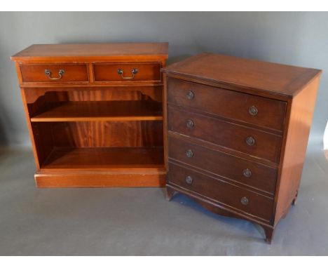 A 19th Century Mahogany Commode Chest, Together With A Reproduction Bookcase 
