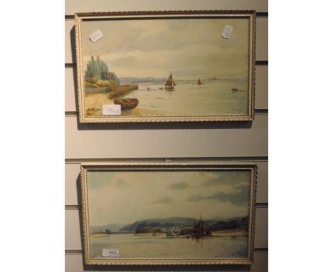 A pair of watercolours, F Ashworth, Conway and Colwyn Bay, signed, each 20 x 33cm, plus frame and glazed