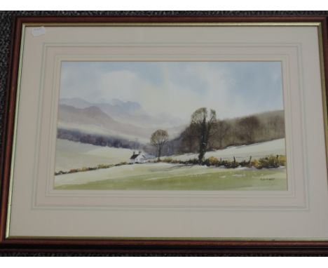 A watercolour, R Witchard, Lakeland landscape, signed, 23 x 38cm, plus frame and glazed