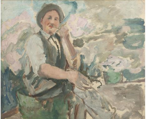 Grace Henry HRHA (1868-1953) The Gardener - Study for a Portrait of Paul Henry Oil on board, 50 x 60cm (19¾ x 23½'') Signed w