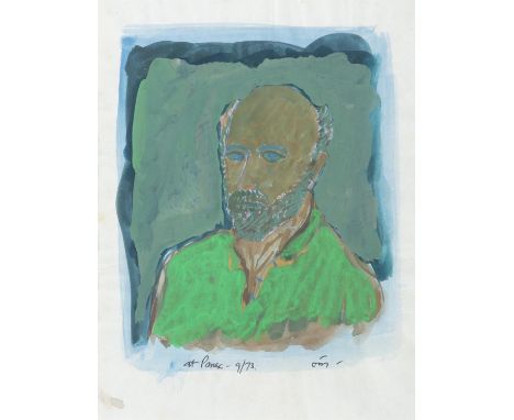 Tony O'Malley HRHA (1913-2003) At Panex, Self Portrait, 1973 Gouache, 24 x 18cm (9½ x 7'') Signed and dated (19)'73; titled v
