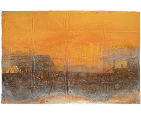 Hughie O'Donoghue RA (B.1953)  Swell, 2019 Oil on tarpaulin, 118 x 177cm (46½ x 69½) Exhibited: Limerick, The Hunt Museum, Ti