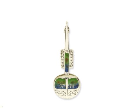 Archibald Knox'Cymric' spoon, 1901-2Silver, enamel.Length 20.3cmManufactured by Liberty &amp; Co. Impressed L &amp; Co. and C