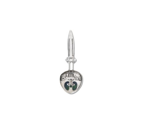 Archibald Knox'Cymric' spoon, 1901-2Silver, enamel.Length 12cmManufactured by Liberty &amp; Co. Impressed L &amp; Co. and CYM