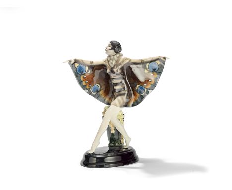 Josef Lorenzl'The Captured Bird', model no.5230, circa 1922Glazed polychrome ceramic.46.8cm highManufactured by Goldscheider,