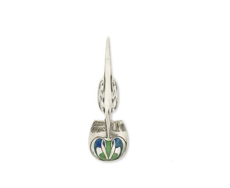 Archibald Knox'Cymric' spoon, 1901-2Silver, enamel.Length 16.5cmManufactured by Liberty &amp; Co. Impressed L &amp; Co. and C