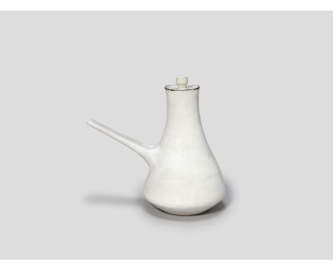Lucie RieCoffee pot, circa 1960Stoneware, white glaze.24cm highImpressed with artist's LR seal.This lot is subject to the fol