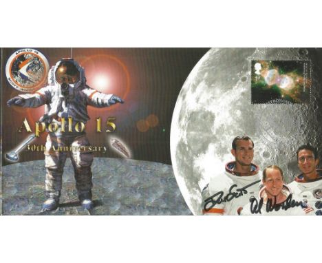 Commander David R Scott and CM Pilot Alfred M. Worden signed Apollo 15 50th Anniversary FDC. Apollo 15, July 26 - August 7, 1