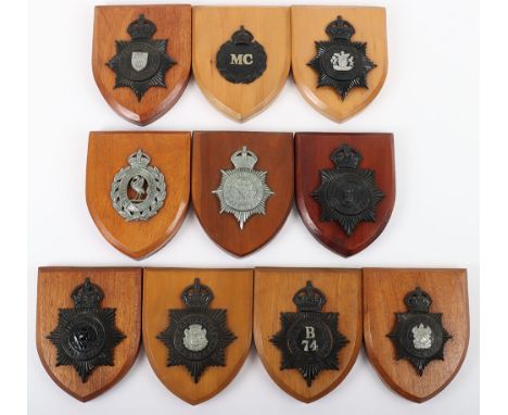 Ten Kings Crown Police Helmet Plates, County Borough of Bolton Police black star, Bristol Constabulary black star no B 74 cen