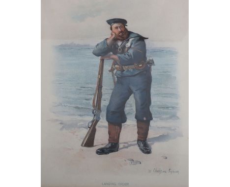 Naval Prints and Pictures: Three glazed  framed prints by Symons, size 37 cms x 74 cms ,  glazed print of Tripoli, framed /un