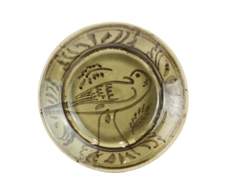 Seth CARDEW (1934-2016) Crane Dish  Stoneware, impressed personal and Wenford Bridge Pottery seals to base, diameter 25cm.Goo