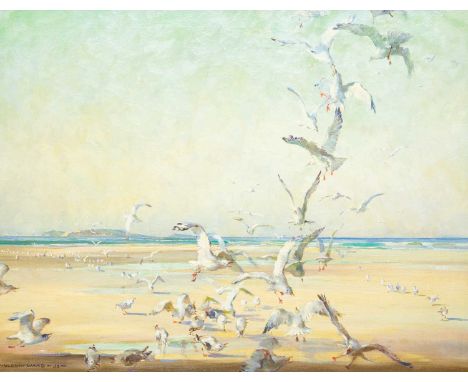 Vernon de Beauvoir WARD (1905-1985) Gulls Feeding on a West Country Beach (1934) Oil on canvas, signed and dated '34, 54 x 69