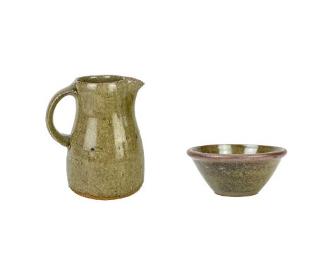 Peter SWANSON (1950) Jug  Stoneware, impressed seal to base, height 12.5cm. Together with a Leach Pottery standard ware bowl,