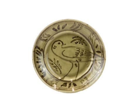 Seth CARDEW (1934-2016) Crane Dish  Stoneware, impressed personal and Wenford Bridge Pottery seals to base, diameter 24.5cm.