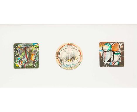 Tony SHIELS (1938-2024) Three Works Doyle's Farm, 2018; Pacific Sea Head, 1999; Diddler Duet, 2017; mixed media on card, sign