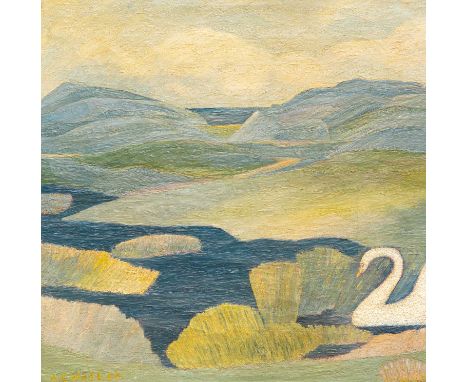 Alec WALKER (1889-1964) Lone Swan, Constantine, early 1940s Oil on canvas, signed, 36 x 36cmThe Artist's Estate