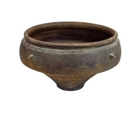 Jason Wason (1946). Bowl   Unglazed with applied stud decoration, impressed personal seal mark, height18.5cm, diameter 35cm. 
