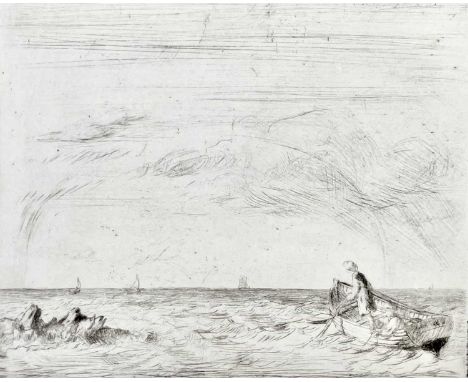 Bernard Howell LEACH (1887-1979) The Lone Fisherman Etching, edition 1/15, authenticated by Janet Leach verso with Janet and 